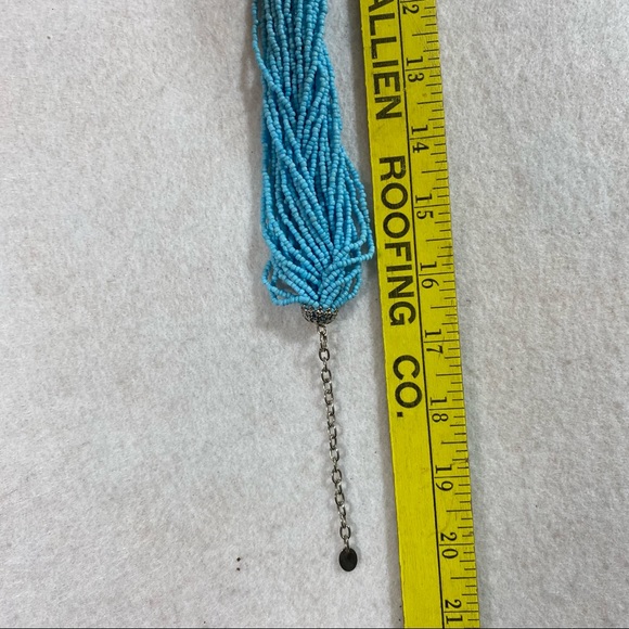 Beaded Necklace Multiple Strands Blue beads 20” length - Picture 4 of 6